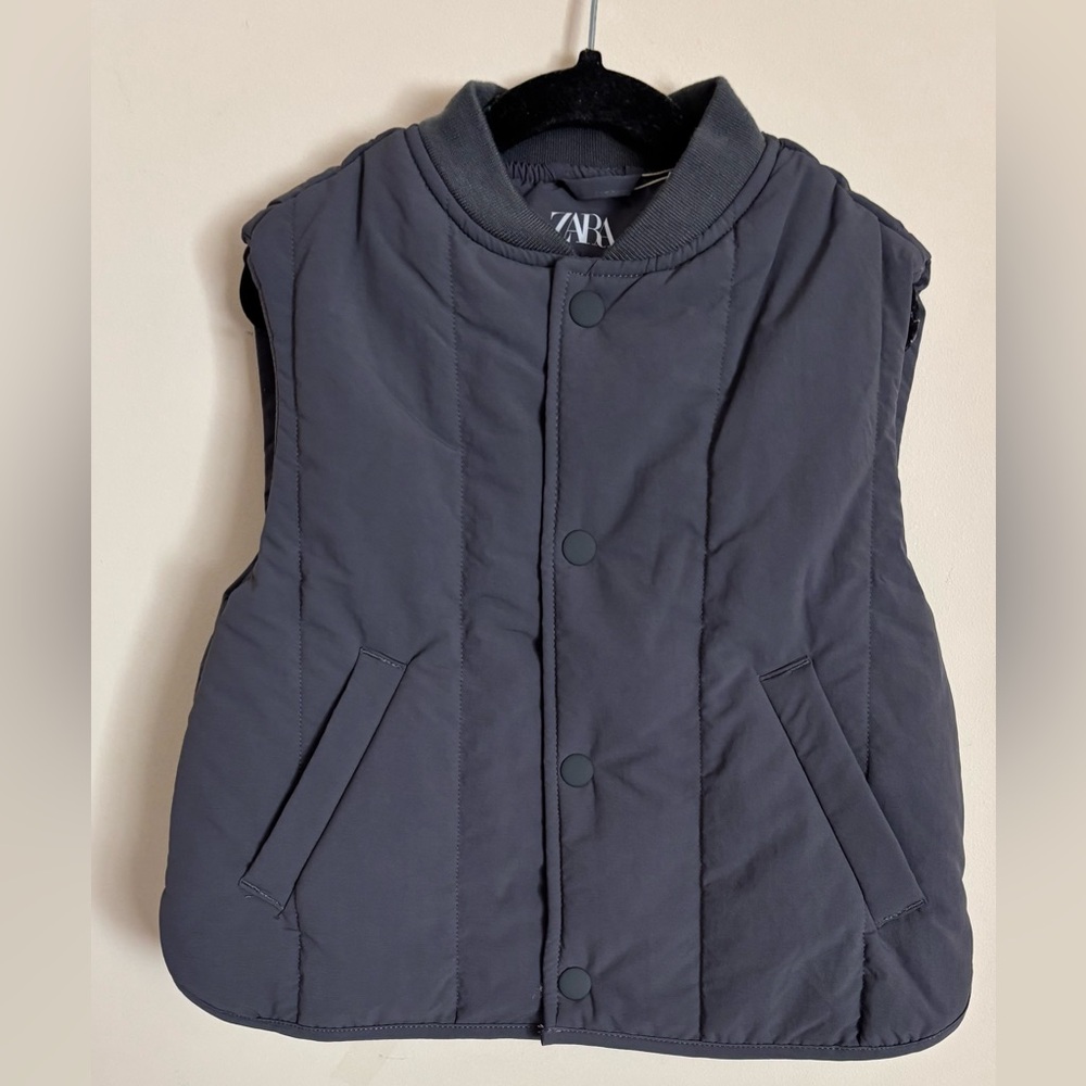 Zara Kids Gray Quilted Puffer vest
